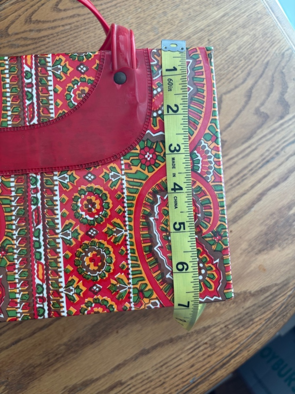 Vintage Red Paisley vinyl Case with Top Handle - Picture 17 of 17